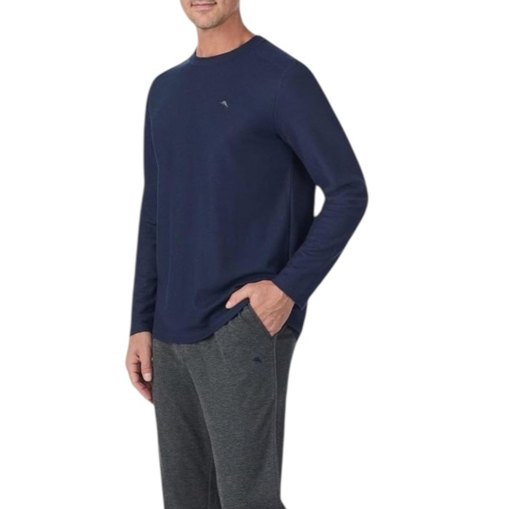 Tommy Bahama Lounge Long Sleeve T Shirt Small Blue Soft Relaxed Casual Minimal